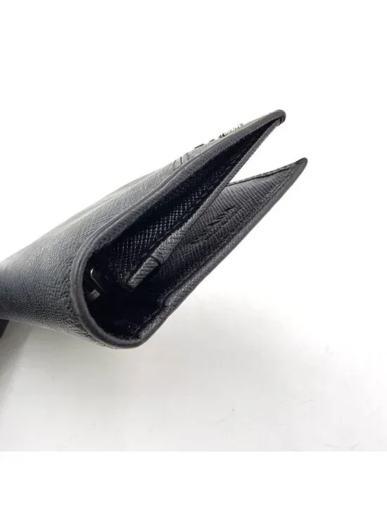 ★SOLD★ Prada Saffiano Bifold Wallet Leather Black Silver - Picture 11 of 14